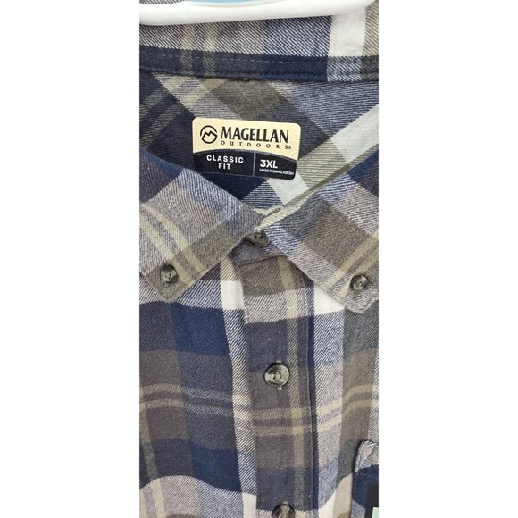 Magellan Outdoors Canyon Creek Plaid Flannel Shirt Blue Green Cotton 3XL - Picture 6 of 8